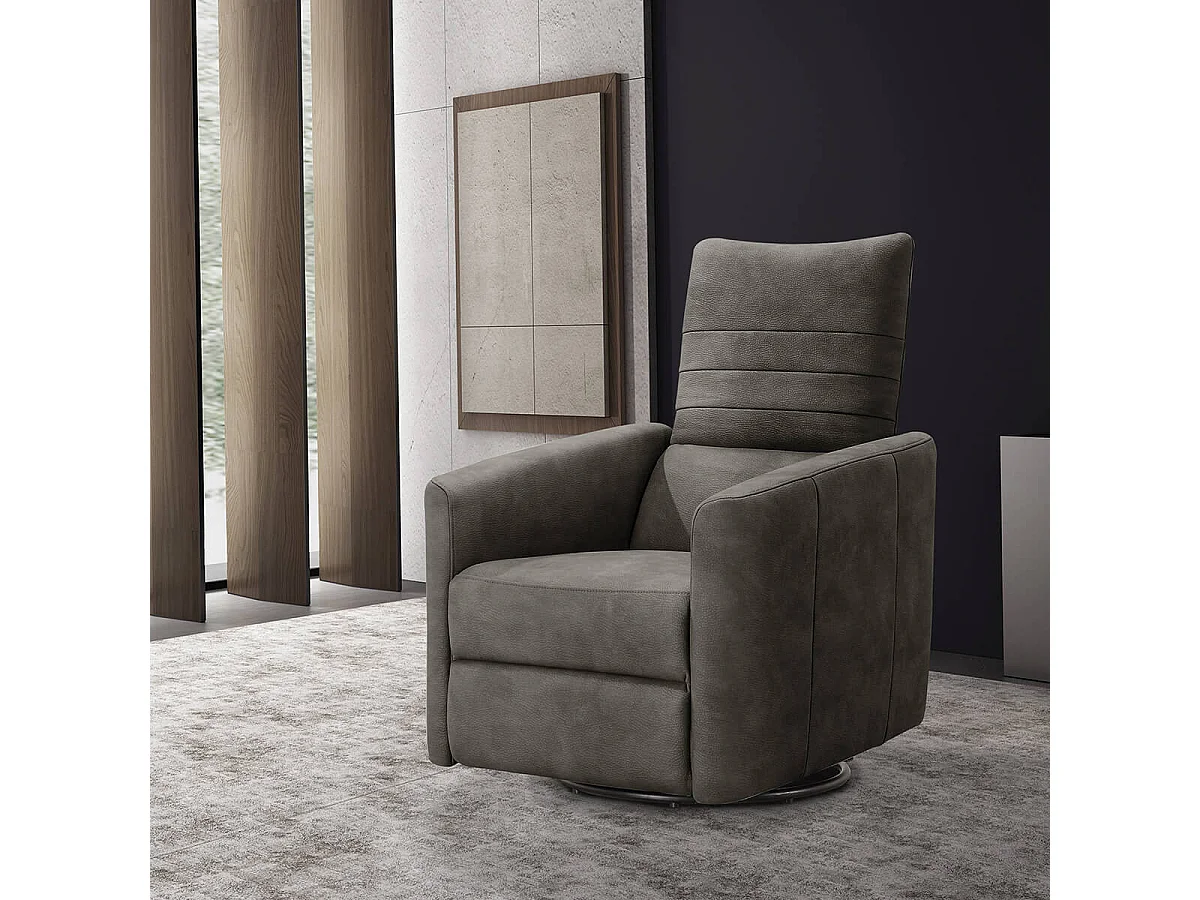 ERBA - Fauteuil Relax Manuel PushBack Tissu Gris Foncé
