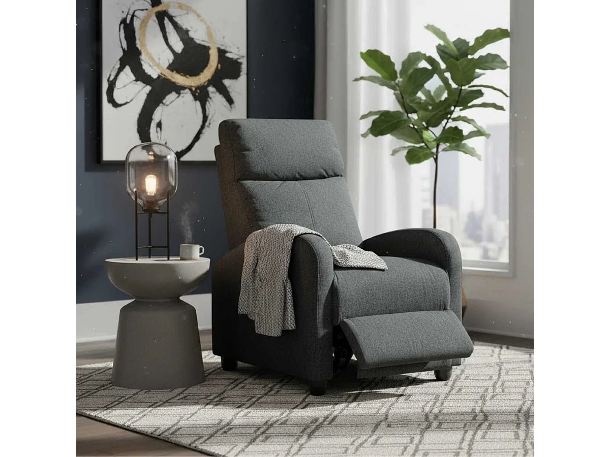 MELBOURNE - Fauteuil Relax Pushback Tissu Gris Foncé