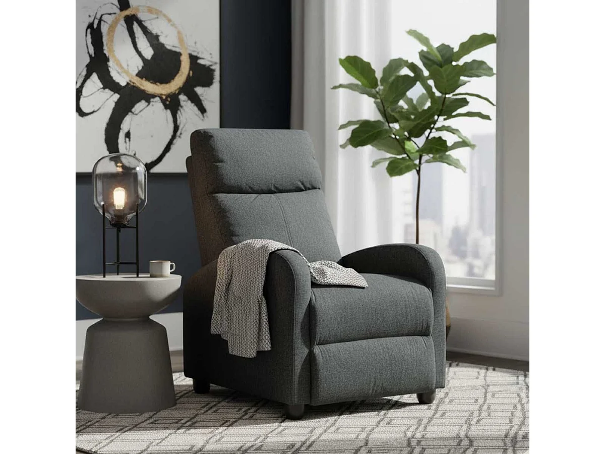 MELBOURNE - Fauteuil Relax Pushback Tissu Gris Foncé