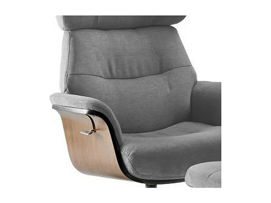 OBANOS - Fauteuil Inclinable + Repose-Pieds Gris