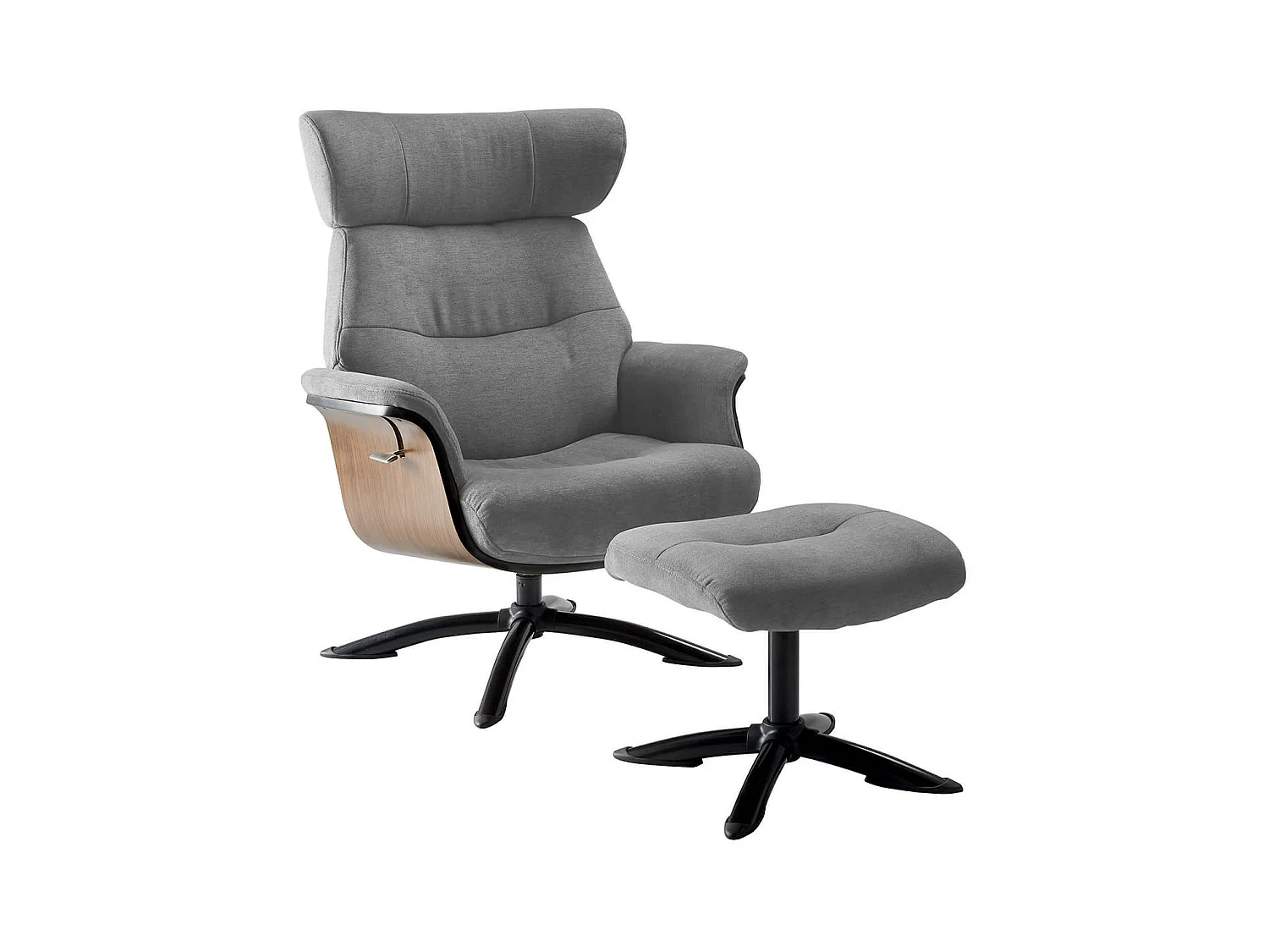 OBANOS - Fauteuil Inclinable + Repose-Pieds Gris