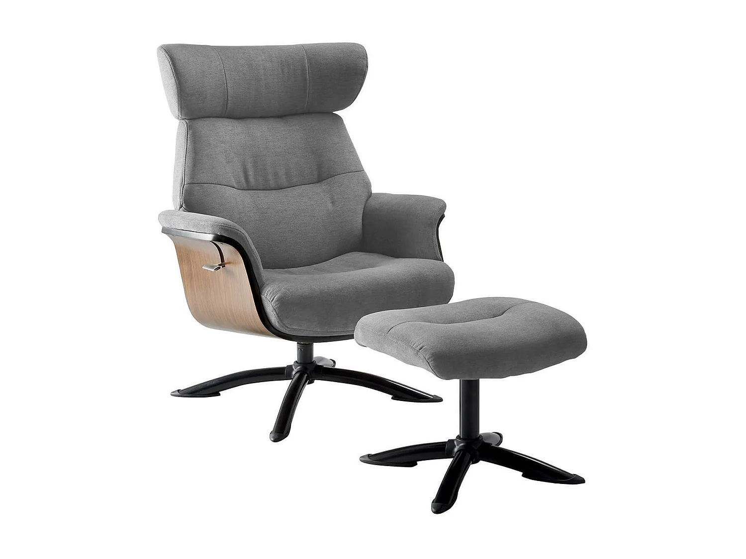 OBANOS - Fauteuil Inclinable + Repose-Pieds Gris