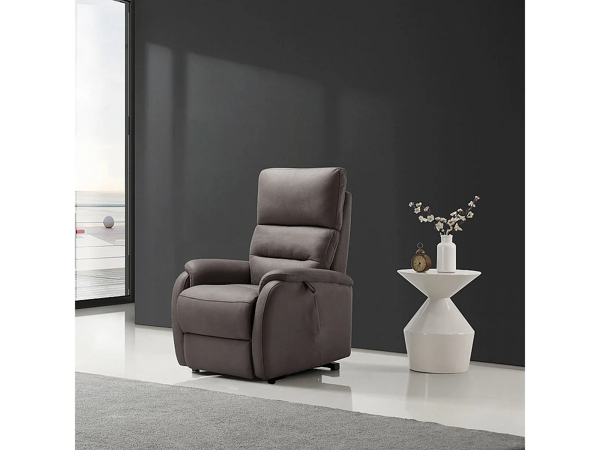 ADRIA - Fauteuil Relax et Releveur Electrique Tissu Gris