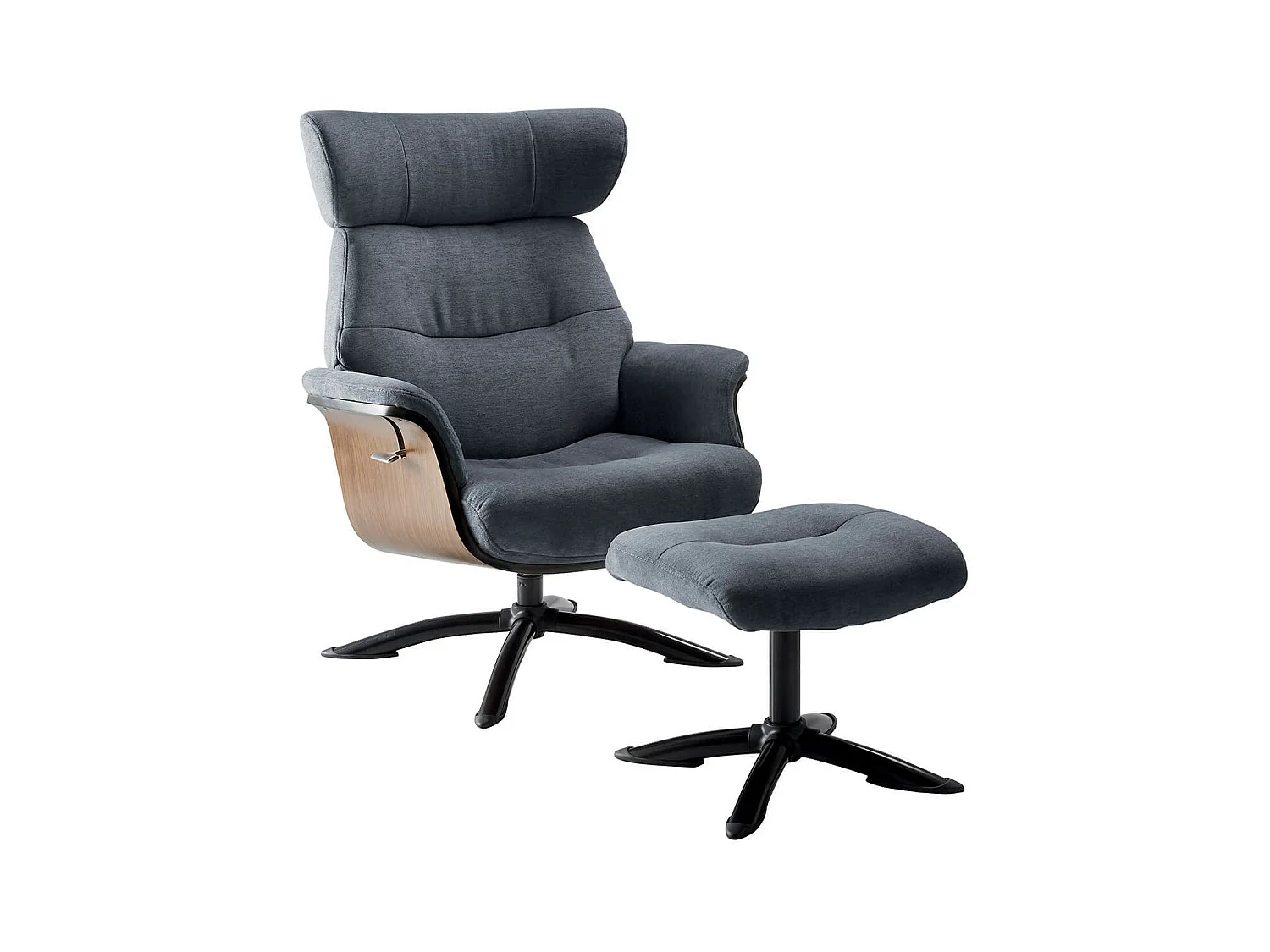 OBANOS - Fauteuil Inclinable + Repose-Pieds Gris Bleu