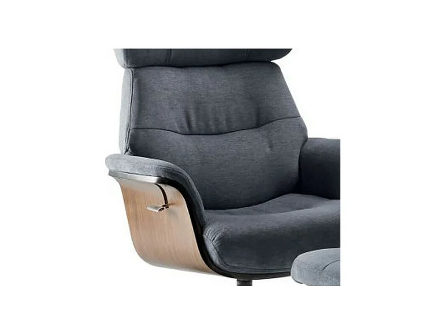 OBANOS - Fauteuil Inclinable + Repose-Pieds Gris Bleu