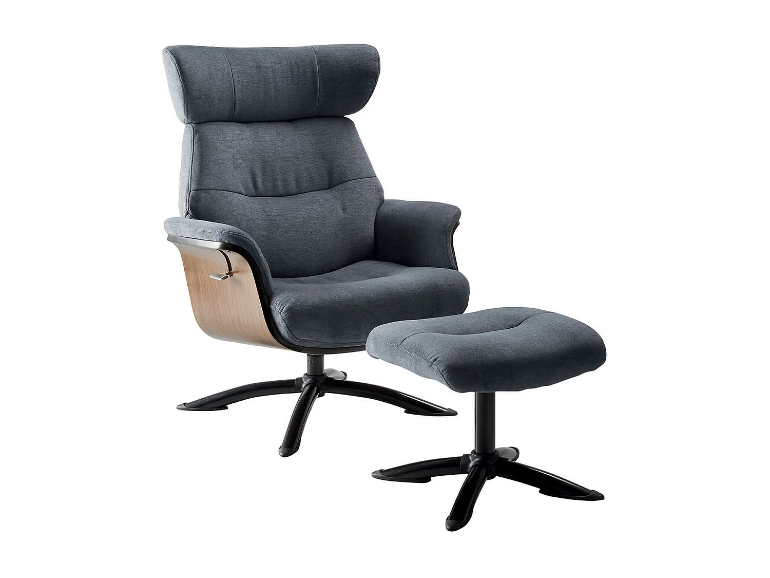OBANOS - Fauteuil Inclinable + Repose-Pieds Gris Bleu