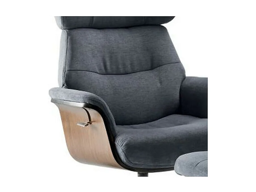 OBANOS - Fauteuil Inclinable + Repose-Pieds Gris Bleu