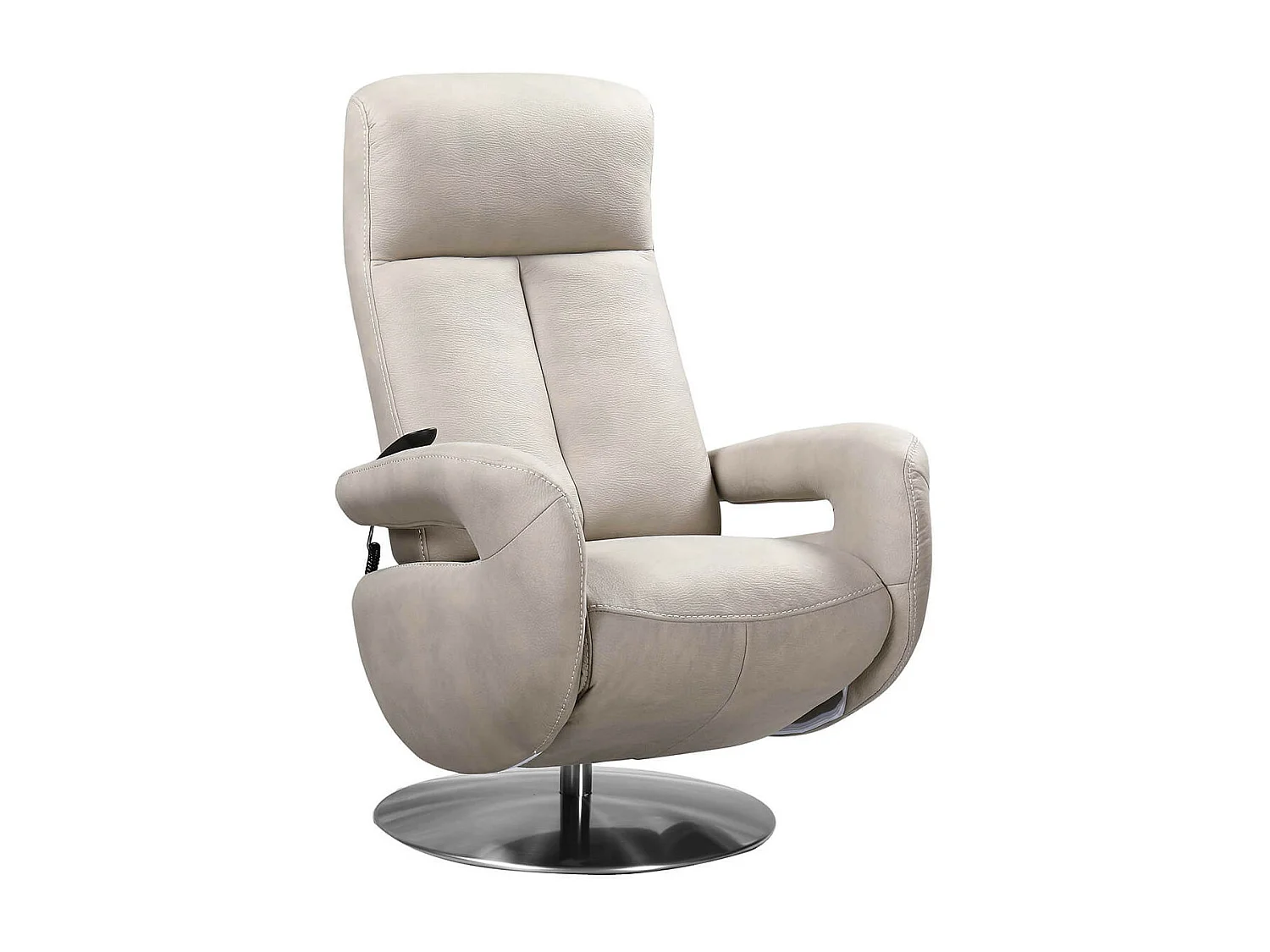 ROSARIO - Fauteuil Relax Electrique Cuir Gris Clair