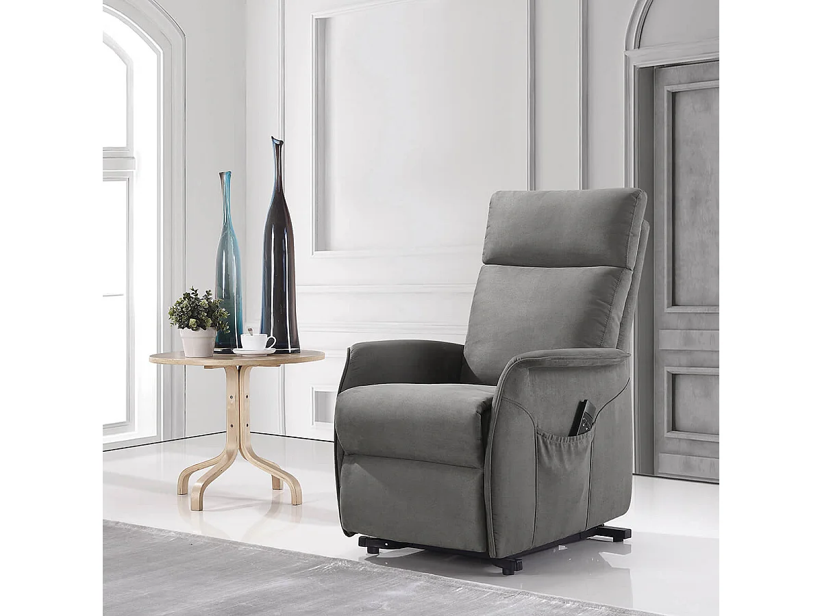 LISSONE - Fauteuil Relax et Releveur Electrique Tissu Gris