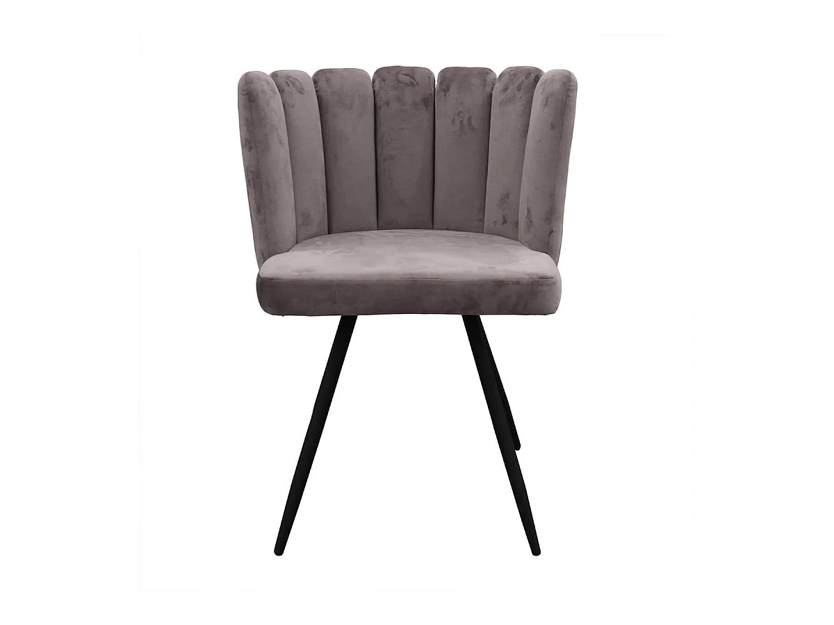 CHARLOTTE - Lot de 4 Chaises Velours Gris