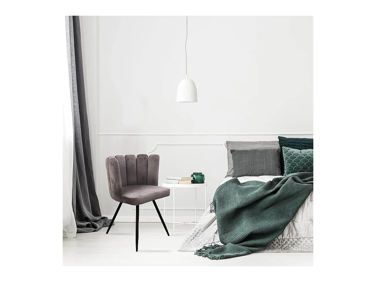 CHARLOTTE - Lot de 4 Chaises Velours Gris