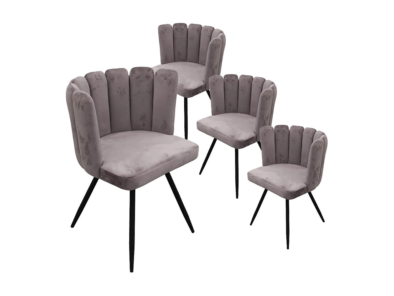 CHARLOTTE - Lot de 4 Chaises Velours Gris