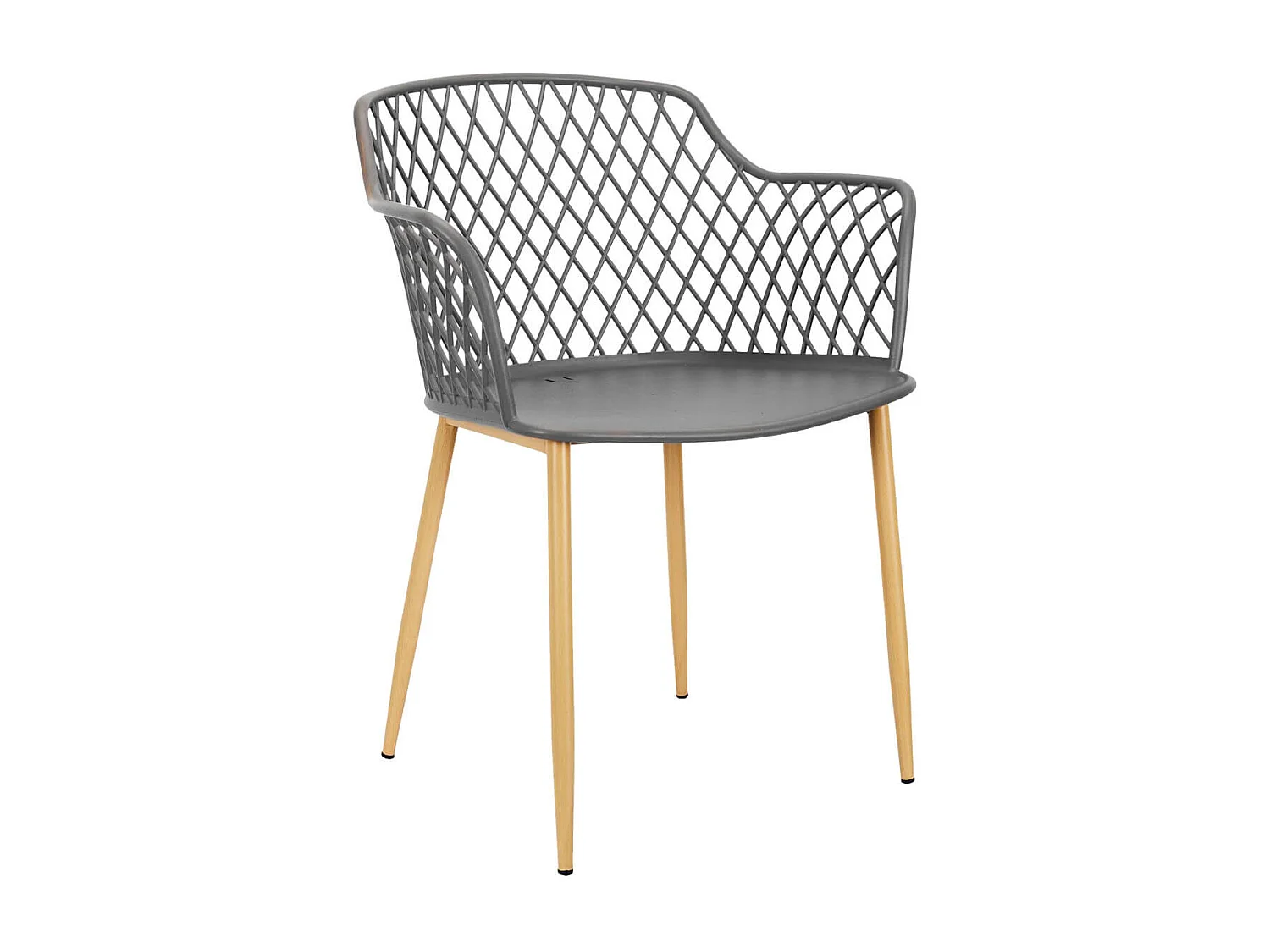 TRESSIE - Lot de 4 Fauteuils Gris Pieds Effet Bois Verni