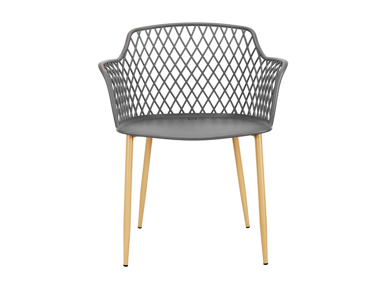 TRESSIE - Lot de 4 Fauteuils Gris Pieds Effet Bois Verni