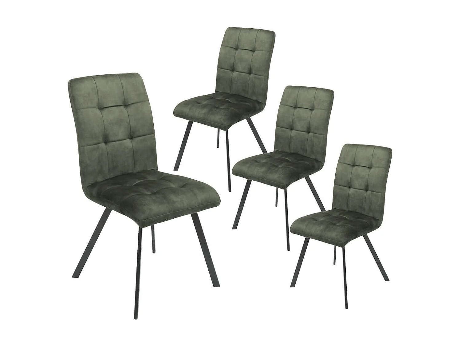 JOHN - Lot de 4 Chaises Capitonnées Vert