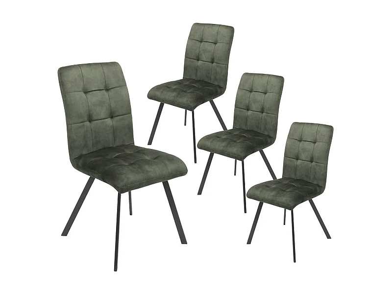 JOHN - Lot de 4 Chaises Capitonnées Vert