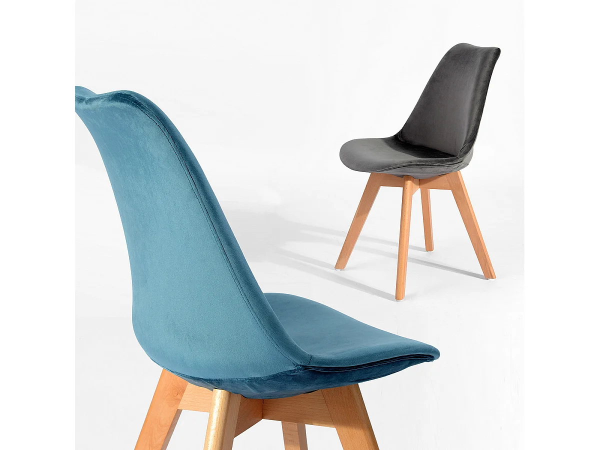 FULVIO - Lot de 4 Chaises Velours Grises