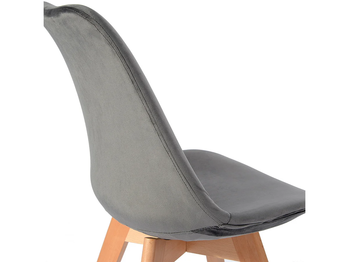 FULVIO - Lot de 4 Chaie Velour Grie