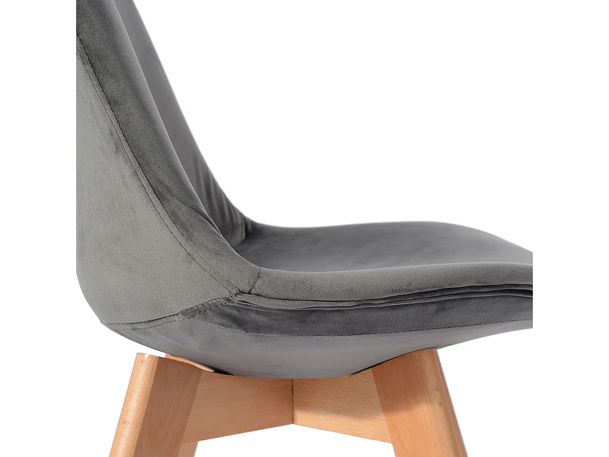 FULVIO - Lot de 4 Chaie Velour Grie