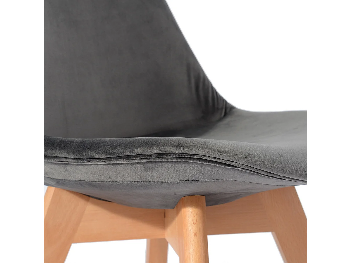 FULVIO - Lot de 4 Chaie Velour Grie