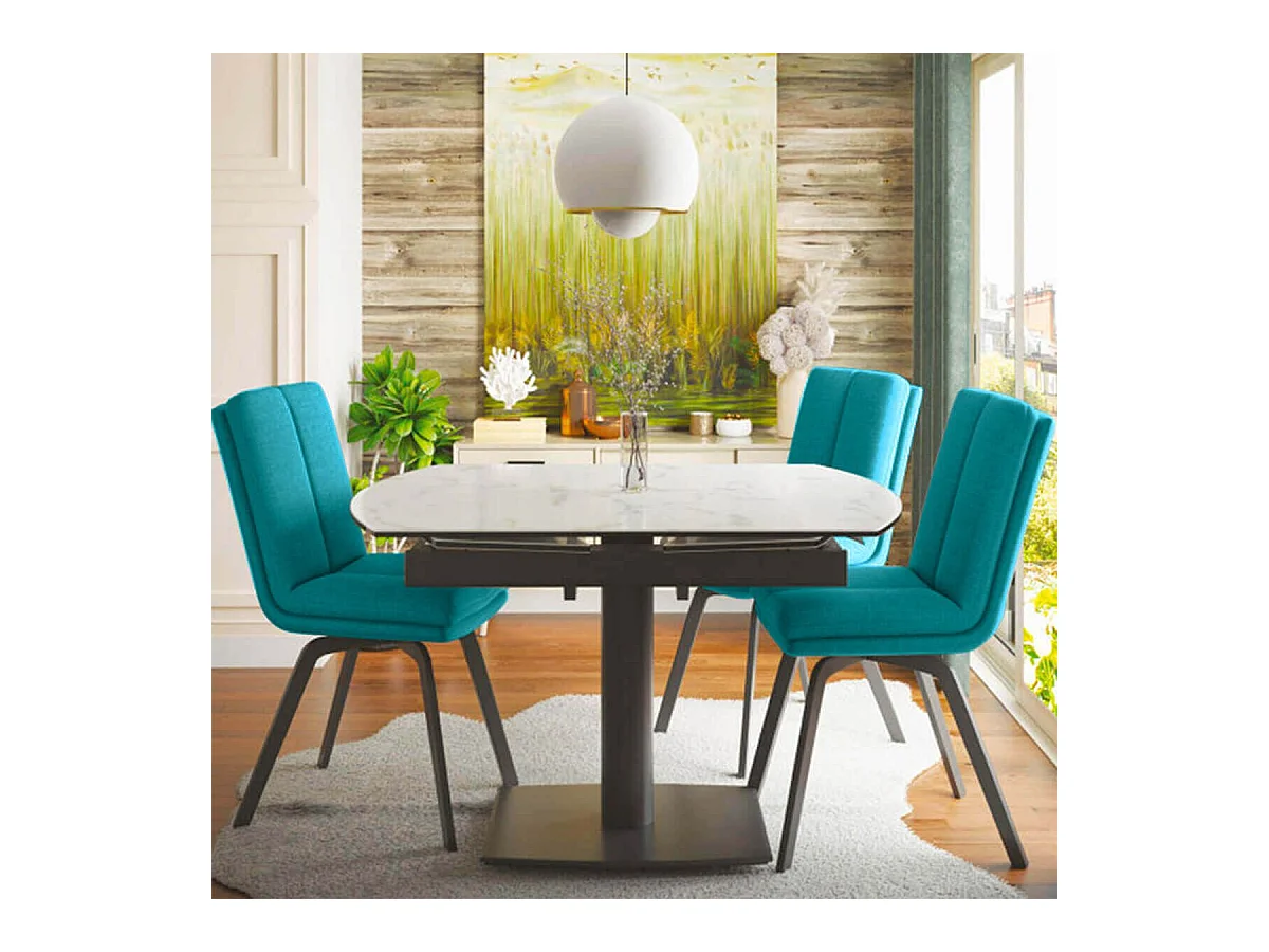 CALLAM - Lot de 2 Chaises Bleues avec Sur-Coussin