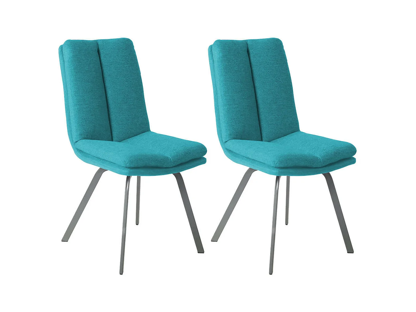 CALLAM - Lot de 2 Chaises Bleues avec Sur-Coussin