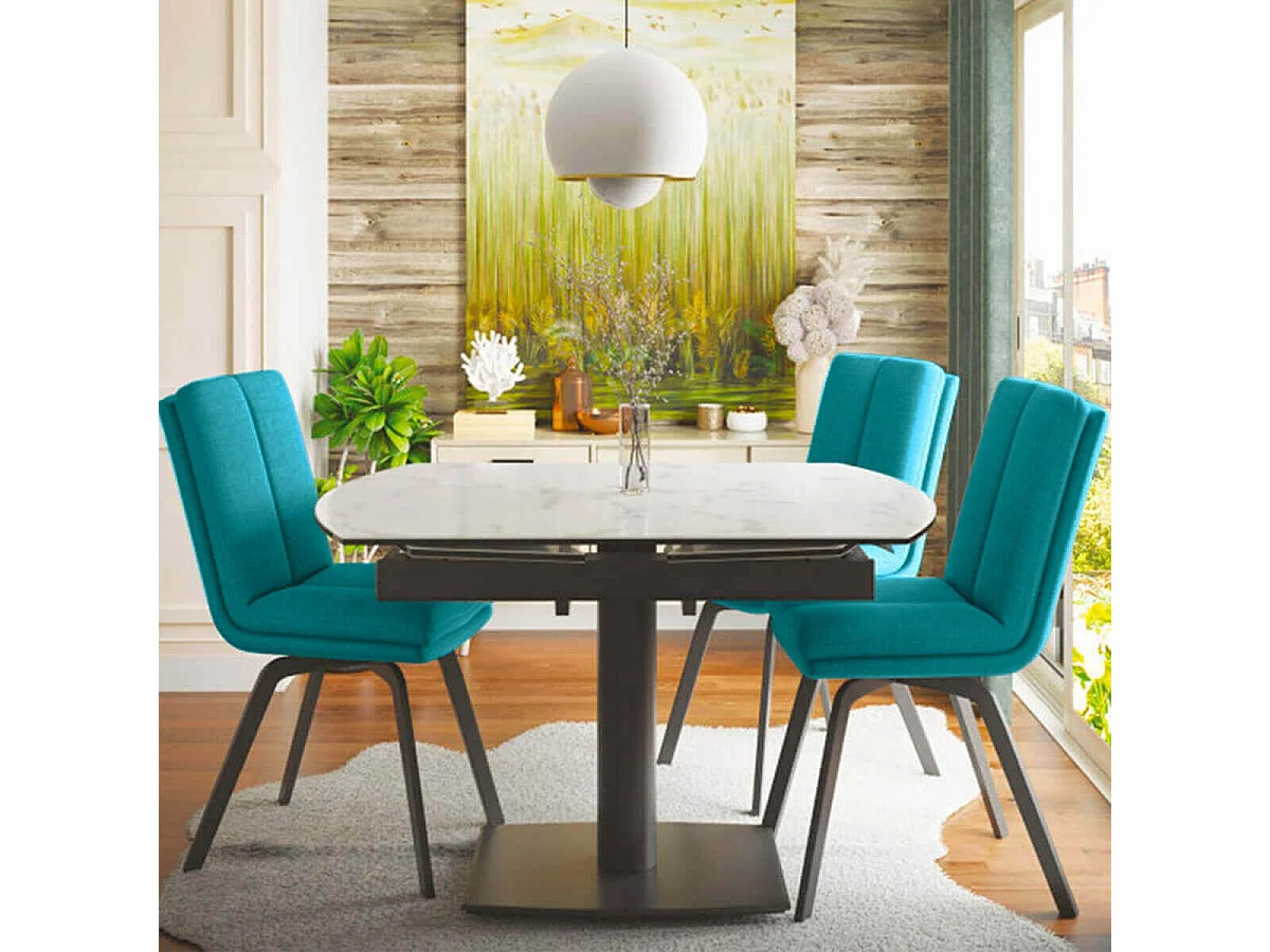 CALLAM - Lot de 2 Chaises Bleues avec Sur-Coussin