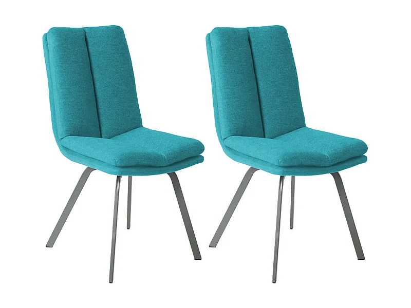 CALLAM - Lot de 2 Chaises Bleues avec Sur-Coussin