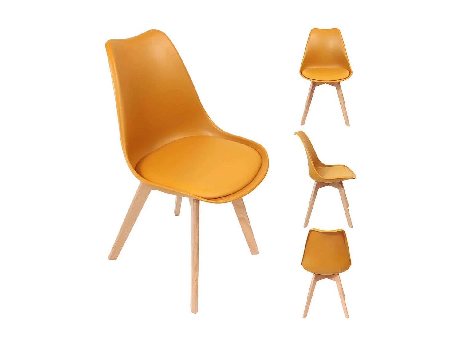 MEDALINE - Lot de 2 Chaises Scandinaves Jaunes