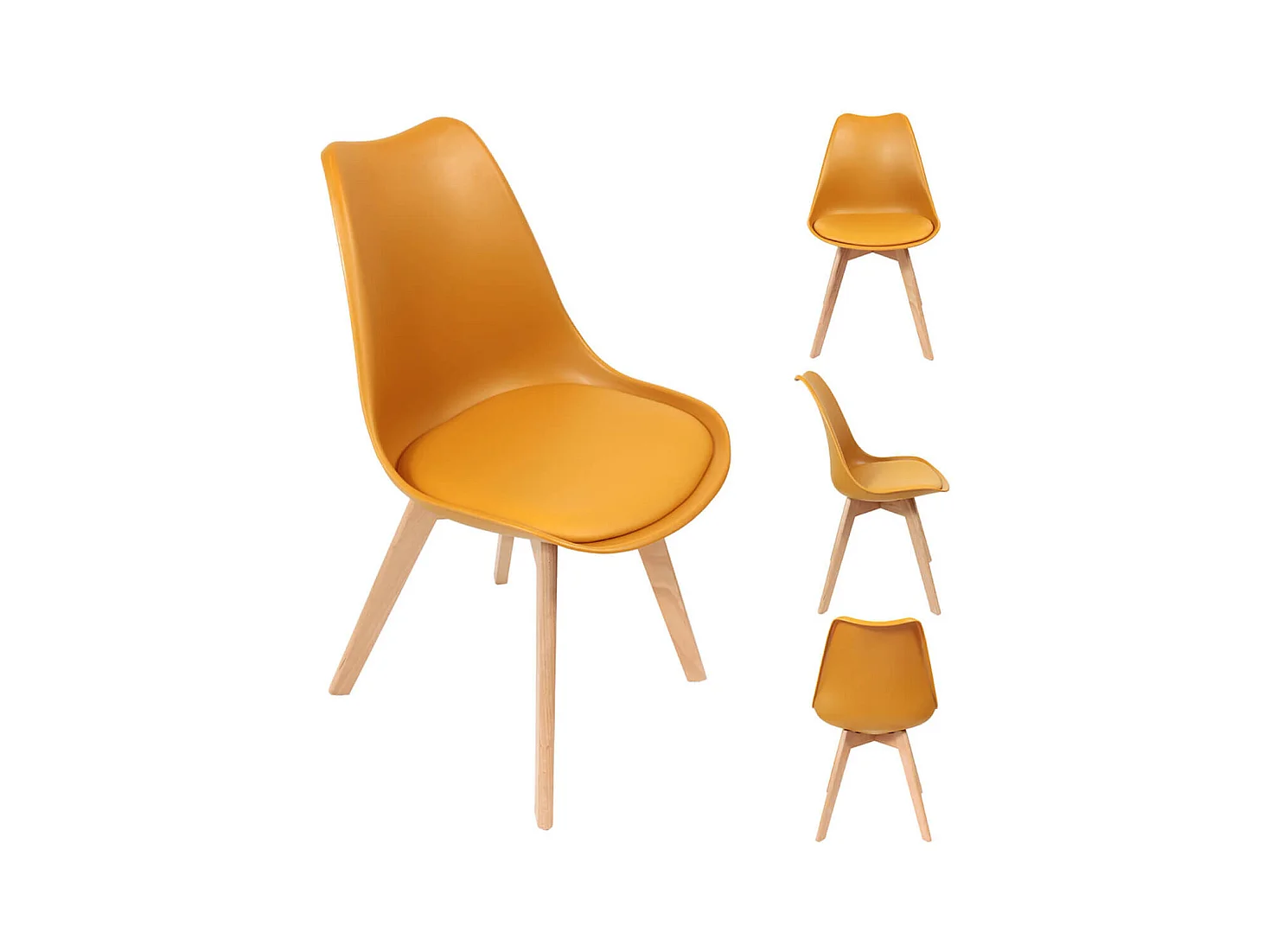 MEDALINE - Lot de 2 Chaises Scandinaves Jaunes