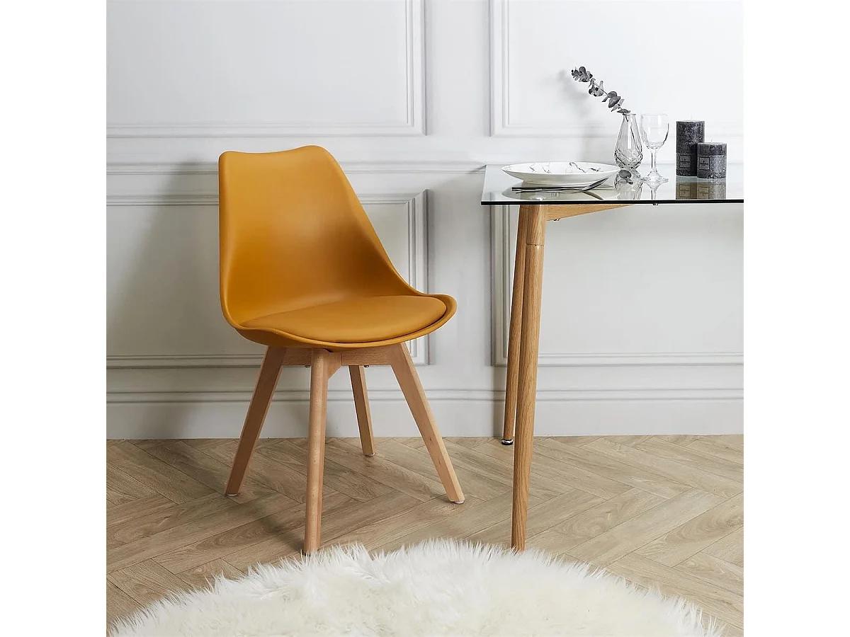 MEDALINE - Lot de 2 Chaises Scandinaves Jaunes