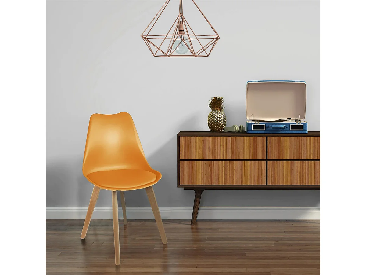 MEDALINE - Lot de 2 Chaises Scandinaves Jaunes