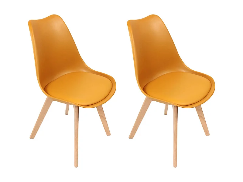 MEDALINE - Lot de 2 Chaises Scandinaves Jaunes
