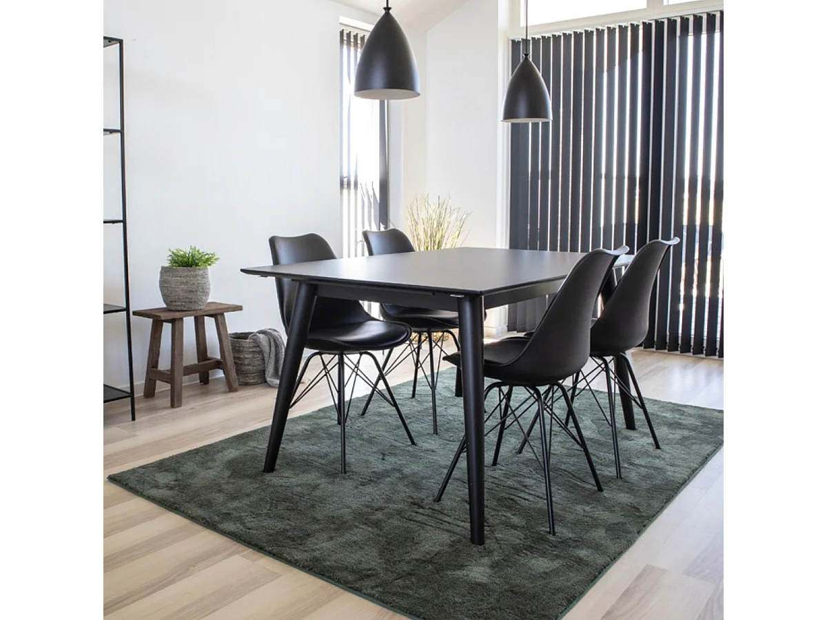 HAGA - Lot de 4 Chaises Noires avec Piétement Métallique