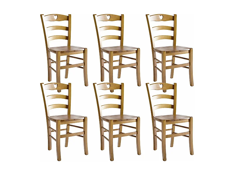 NAPLES - Lot de 6 Chaises Teinté Chêne et Assises en Bois