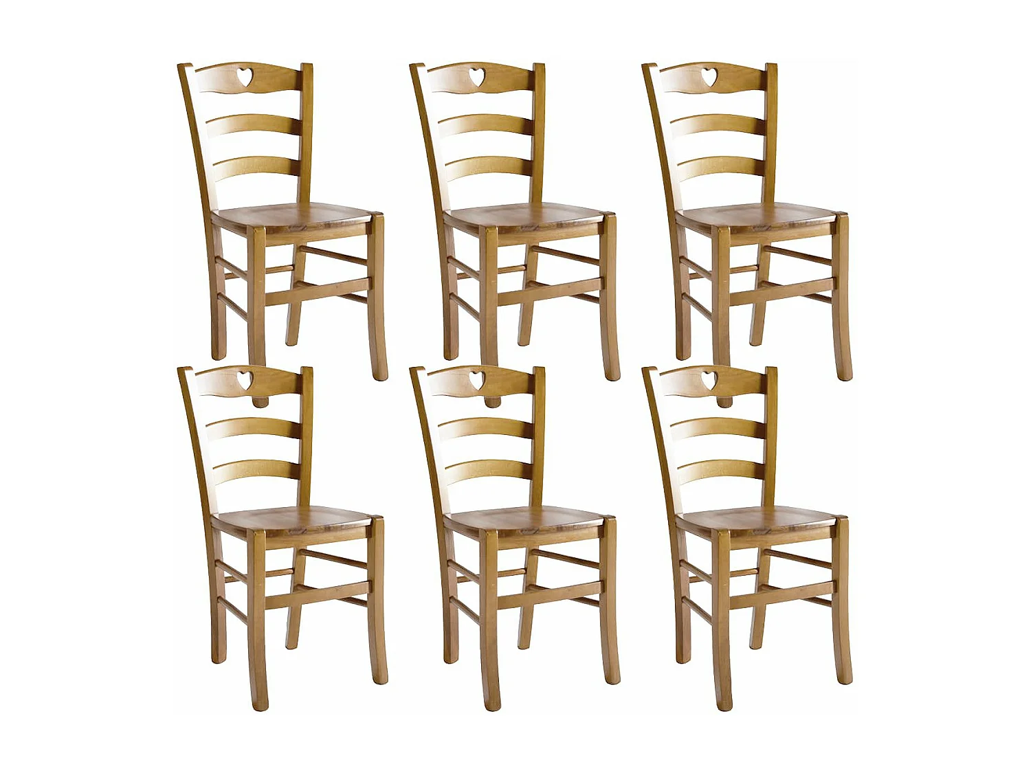 NAPLES - Lot de 6 Chaises Teinté Chêne et Assises en Bois