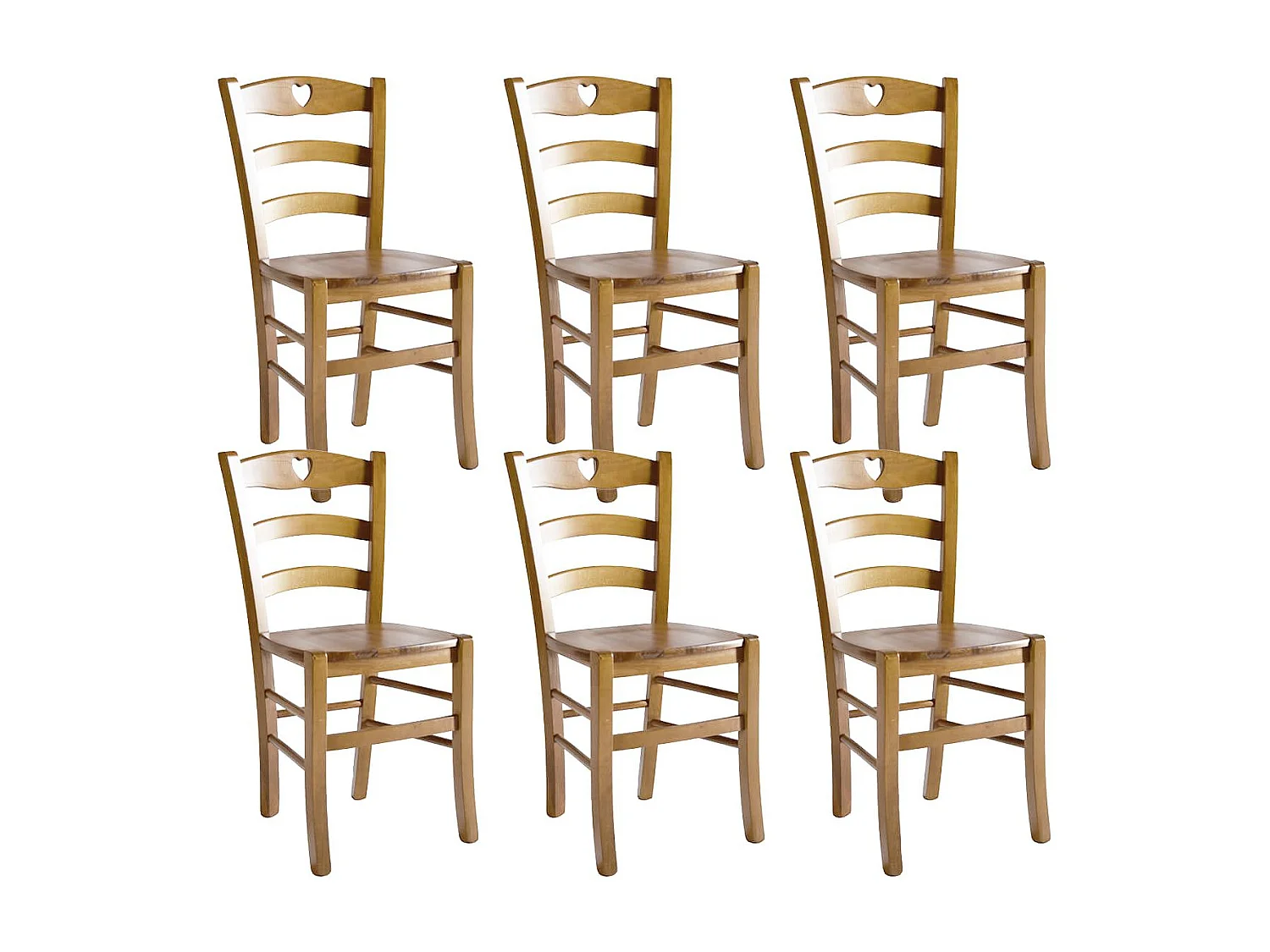 NAPLES - Lot de 6 Chaises Teinté Chêne et Assises en Bois
