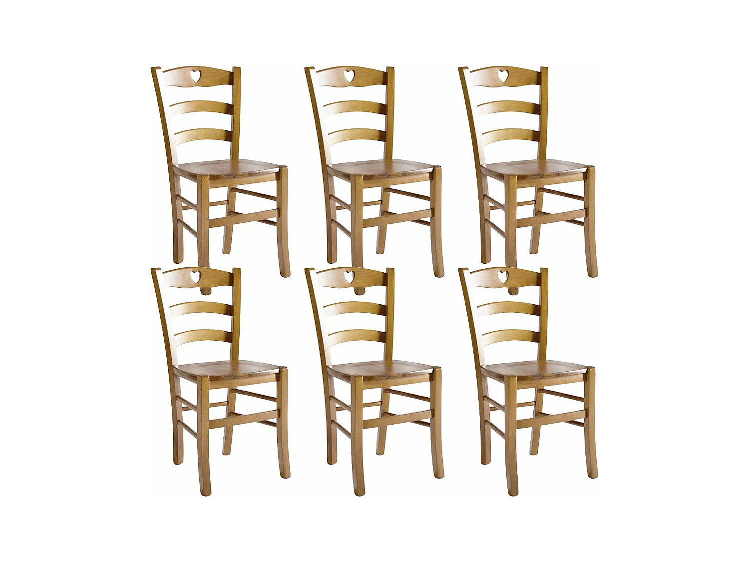 NAPLES - Lot de 6 Chaises Teinté Chêne et Assises en Bois