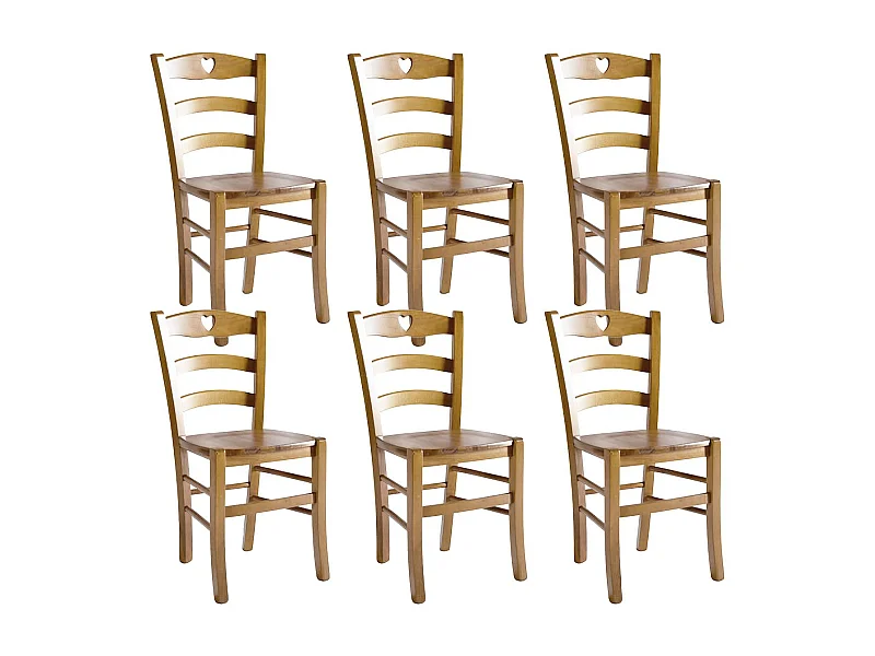 NAPLES - Lot de 6 Chaises Teinté Chêne et Assises en Bois