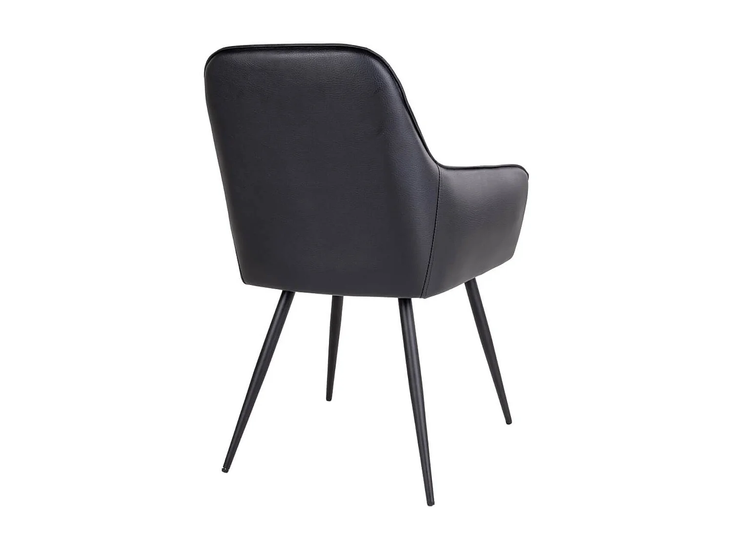 VIBY - Lot de 4 Fauteuils Simili Noir et Piétement Acier Noir