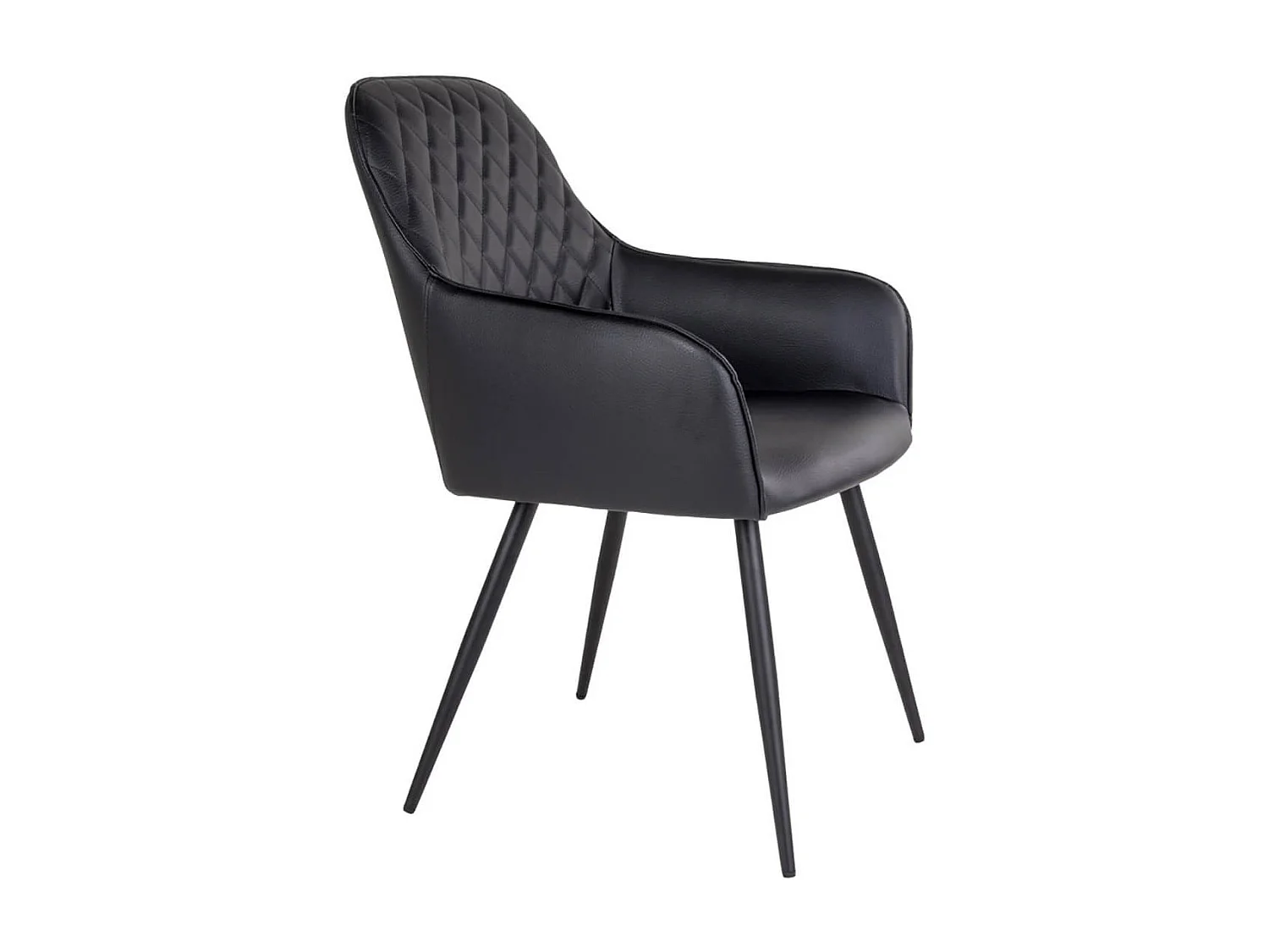 VIBY - Lot de 4 Fauteuils Simili Noir et Piétement Acier Noir