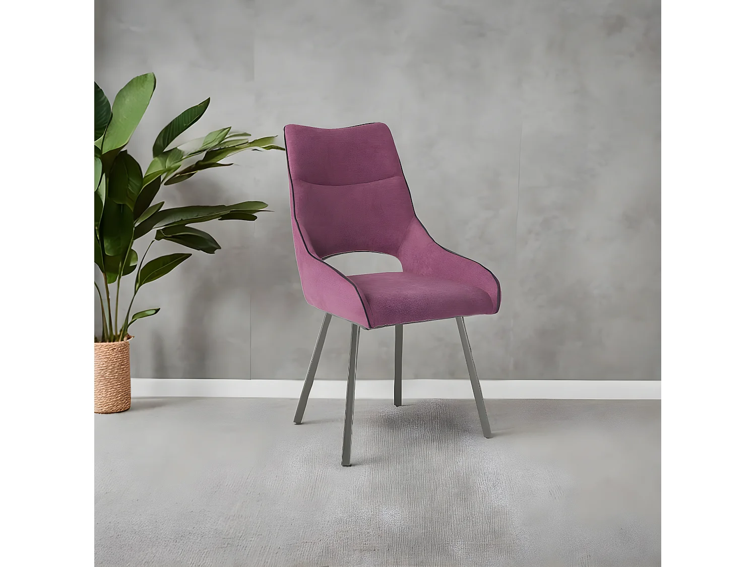 AMADO - Lot de 2 Chaises Tissu Coloris Violet