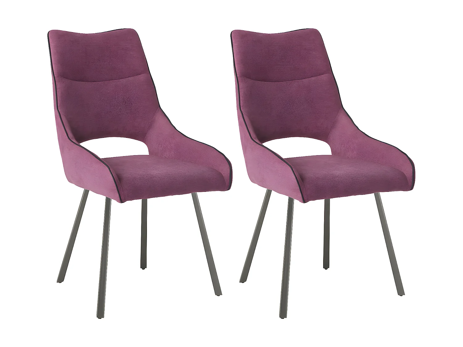 AMADO - Lot de 2 Chaises Tissu Coloris Violet