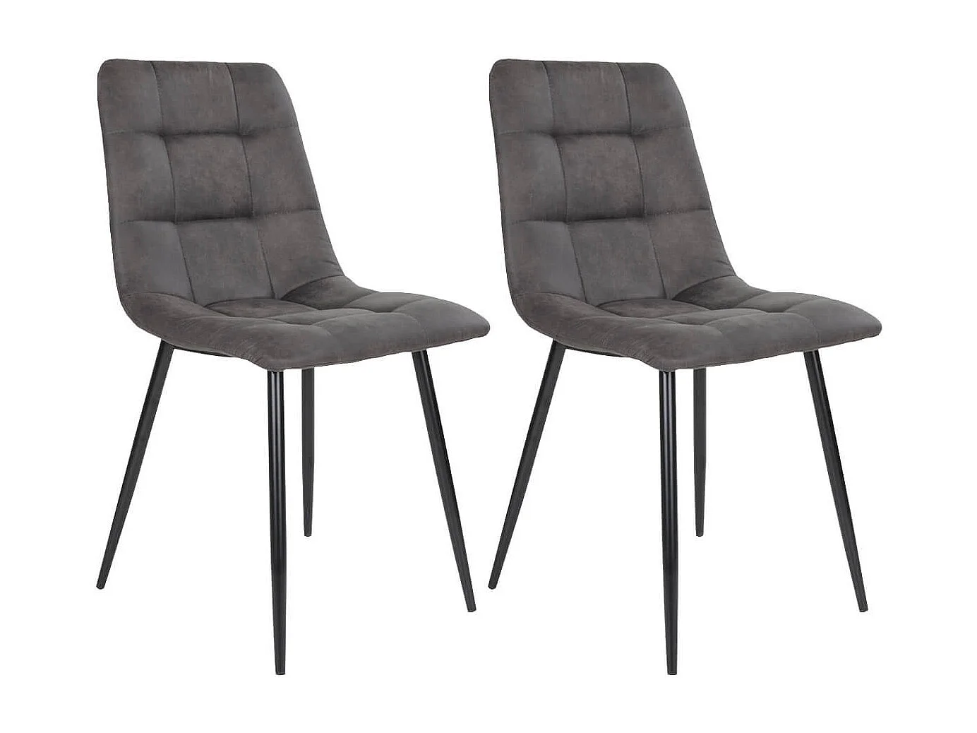 STRIB - Lot de 2 Chaises Tissu Gris Foncé et Piétement Acier