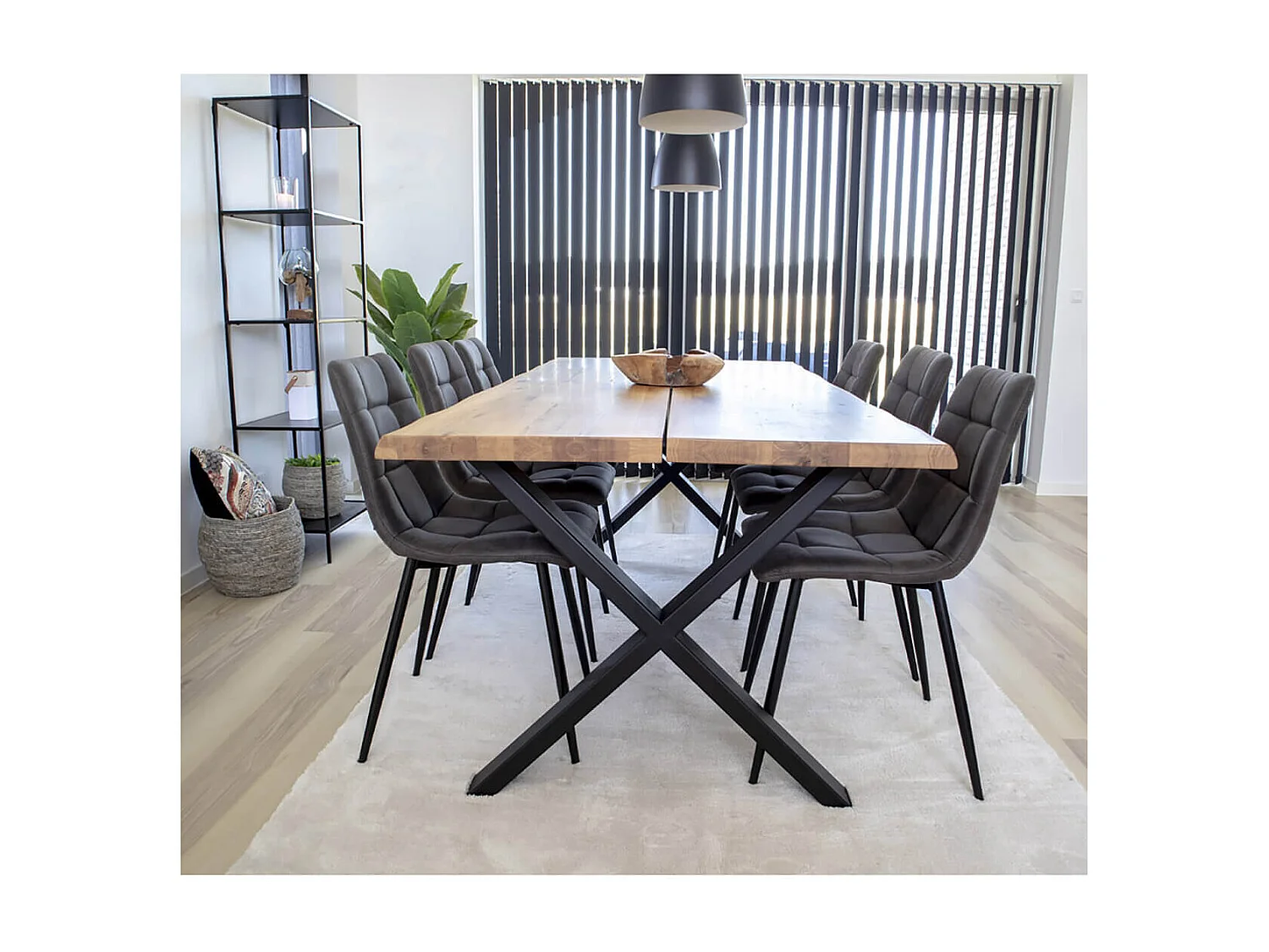 STRIB - Lot de 2 Chaises Tissu Gris Foncé et Piétement Acier