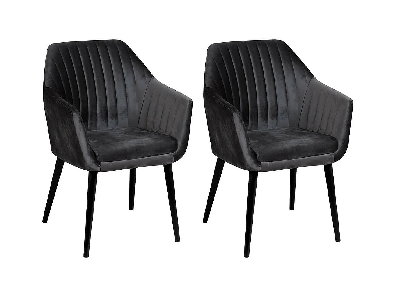 HETA - Lot de 2 Fauteuils Anthracite Piètement Noir
