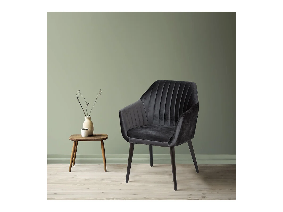 HETA - Lot de 2 Fauteuils Anthracite Piètement Noir