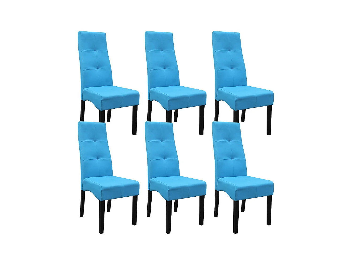 DALLAS - Lot de 6 Chaises Turquoises Capitonnées