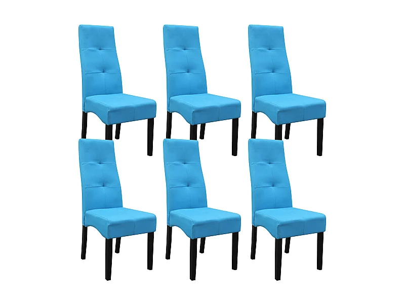 DALLAS - Lot de 6 Chaises Turquoises Capitonnées