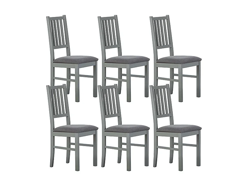 MELINA - Lot de 6 Chaises Bois Massif Gris